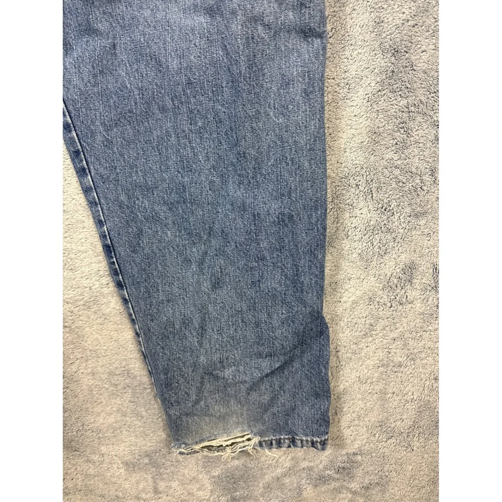 Wrangler Mens 42x32 Blue Carpenter Jeans Distressed Workwear Denim Faded